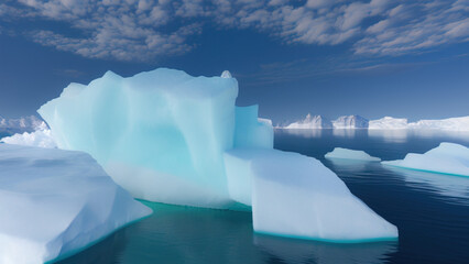 Fototapeta na wymiar large iceberg floating in the polar sea, Generative AI