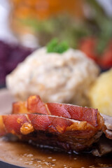 bavarian roasted pork with different dumplings