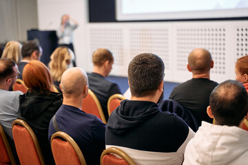 Speaker at Business Conference and Presentation. Audience at the conference hall.