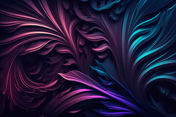 abstract purple and blue fractal background, generative AI