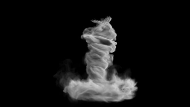 Tornado Storm Hurricane With Alpha channel and RBG lighting on black background.4K Animation Rendered.