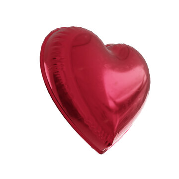 Coração  vermelho ultra detalhado foto sem fundo png 3d em perspectiva metálico