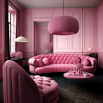 Pink Living Room Interior