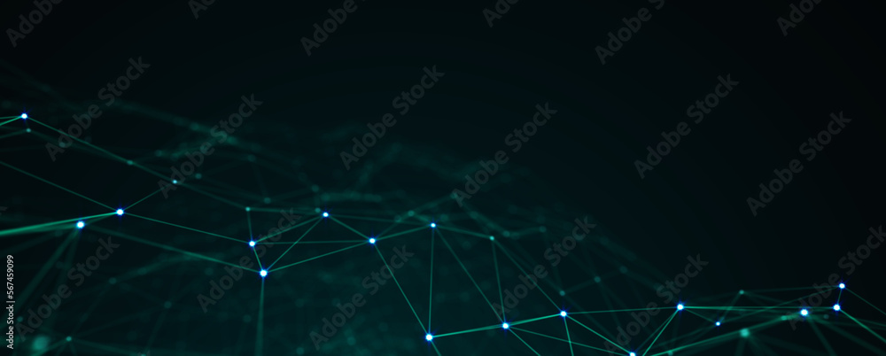Poster abstract futuristic - technology with polygonal shapes on dark blue background. design digital techn