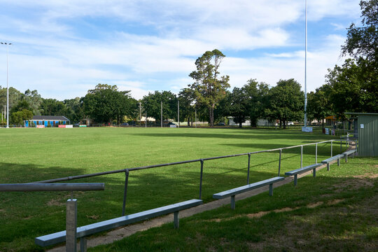 Later Afternoon picture of the Australian rules Football Oval in the Historic Gold Mining town of Heathcote