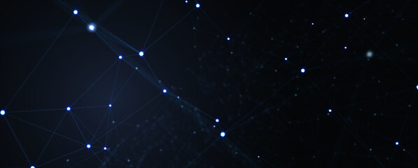 Fototapeta premium Abstract futuristic - technology with polygonal shapes on dark blue background. Design digital technology concept. 3d illustration.