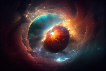very colourful space nebular somewhere in the universe, generative ai