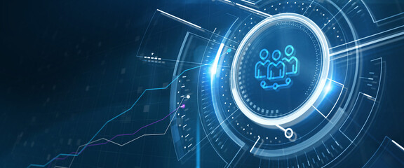 Business, Technology, Internet and network concept. Human Resources HR management recruitment employment headhunting concept. 3d illustration