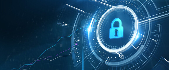 Obraz premium Cyber security data protection business technology privacy concept. 3d illustration