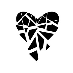 Broken heart, vector monochrome icon.