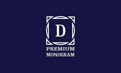 Simple classic initial D logo. Vintage geometric monogram, label, badge, emblem for club, bar, cafe, restaurant, hotel, boutique