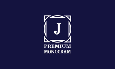 Simple classic initial J logo. Vintage geometric monogram, label, badge, emblem for club, bar, cafe, restaurant, hotel, boutique