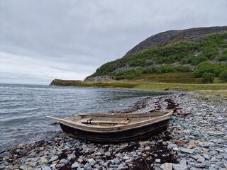 boat on the beach in Norway bay