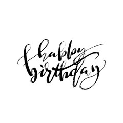 Happy birthday hand lettering, Vector illustration. Hand drawn lettering card background. Modern handmade calligraphy.