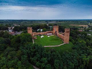 Fototapeta na wymiar Czersk Castle aerial view