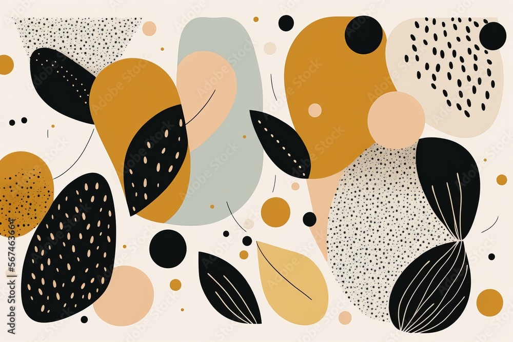 Poster hand drawn minimal abstract organic shapes pattern generative ai