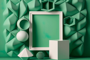 Abstract green background texture with geometric Generative AI