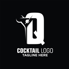 Letter Q Cocktail Logo Design Template Inspiration, Vector Illustration.