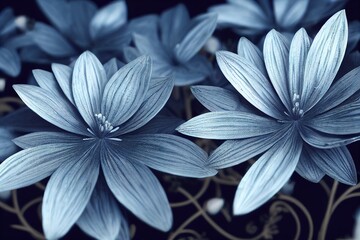 large flowers dark blue with metallic