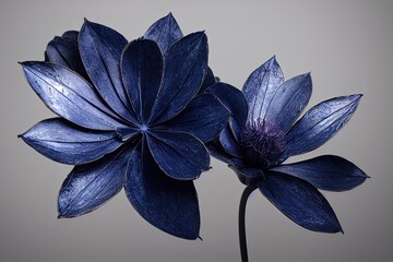 large flowers dark blue with metallic