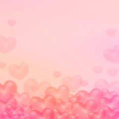 Fototapeta na wymiar Background for Valentine's Day or Mother's Day. Pink square background with transparent hearts
