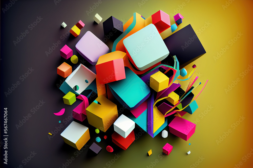 Poster abstract background of 3d cubes. generative ai