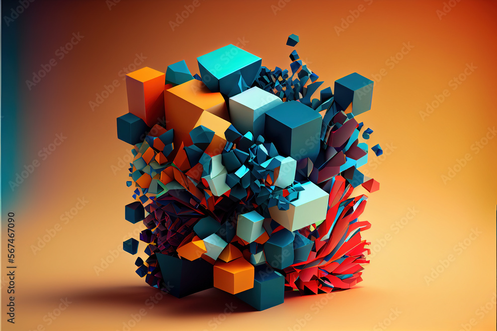 Poster abstract background of 3d cubes. generative ai