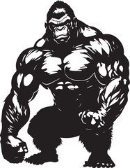 Muscular Gorilla Dark Monochrome Logo
