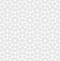 Seamless geometric ornament based on traditional islamic art. Black and white.