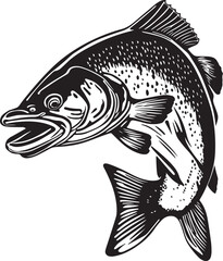 Salmon Fish Black Color Logo 
