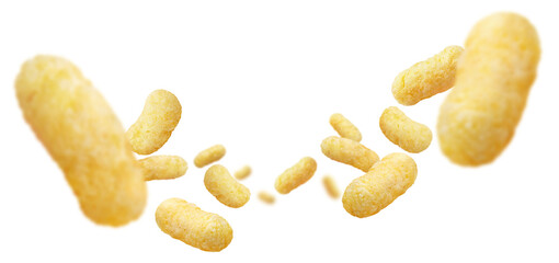 Delicious corn sticks flying cut out