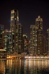 Fototapeta na wymiar Panoramic view of Dubai city, beautiful modern new town at night