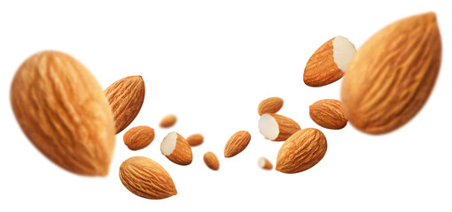 Flying almonds cut out - Powered by Adobe