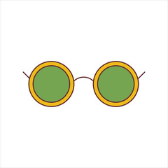 Funky, hipster sticker of glasses in groovy style