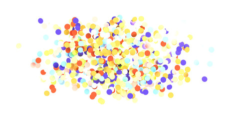 Multicolor confetti abstract background with a lot of falling pieces, isolated on a white background. Festive decorative tinsel element for design