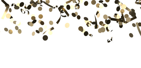 Glittering confetti on a transparent background. Holiday, birthday and Christmas decoration