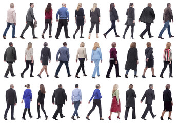 group of successful business people in motion isolated