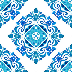 Mandala ornamental watercolor arabesque paint tile design pattern for fabric