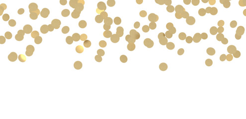 Golden serpentine confetti on transparent background. luxury isolated