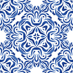 Abstract seamless ornamental watercolor paint pattern ceramic tile design