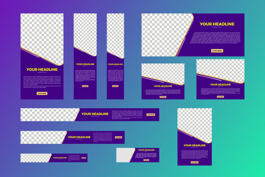 GDN Ads, Google Ads Banner size, Set of Web Banner Design, GDN Banner Different size, Web template