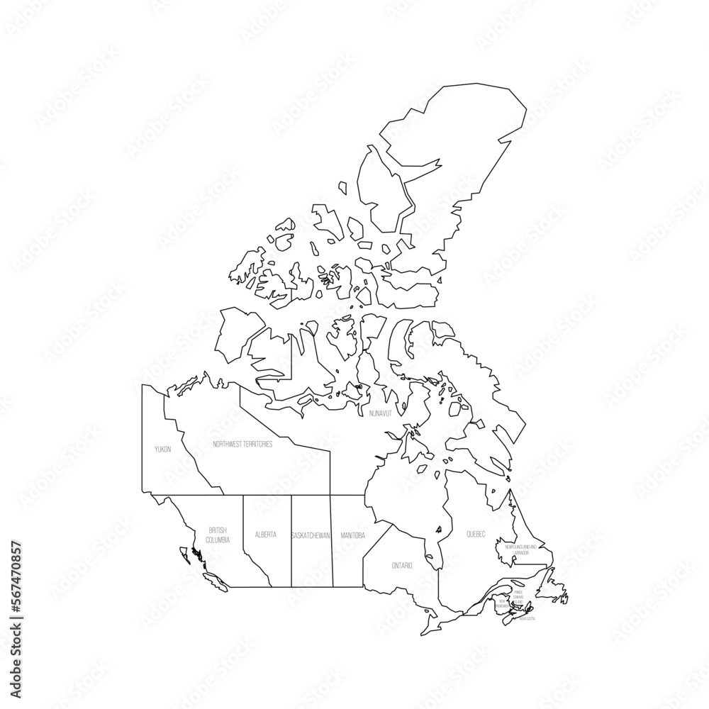 Wall mural Canada political map of administrative divisions - Wall murals