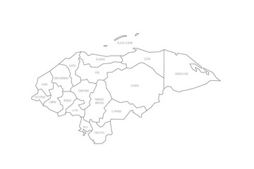Honduras political map of administrative divisions