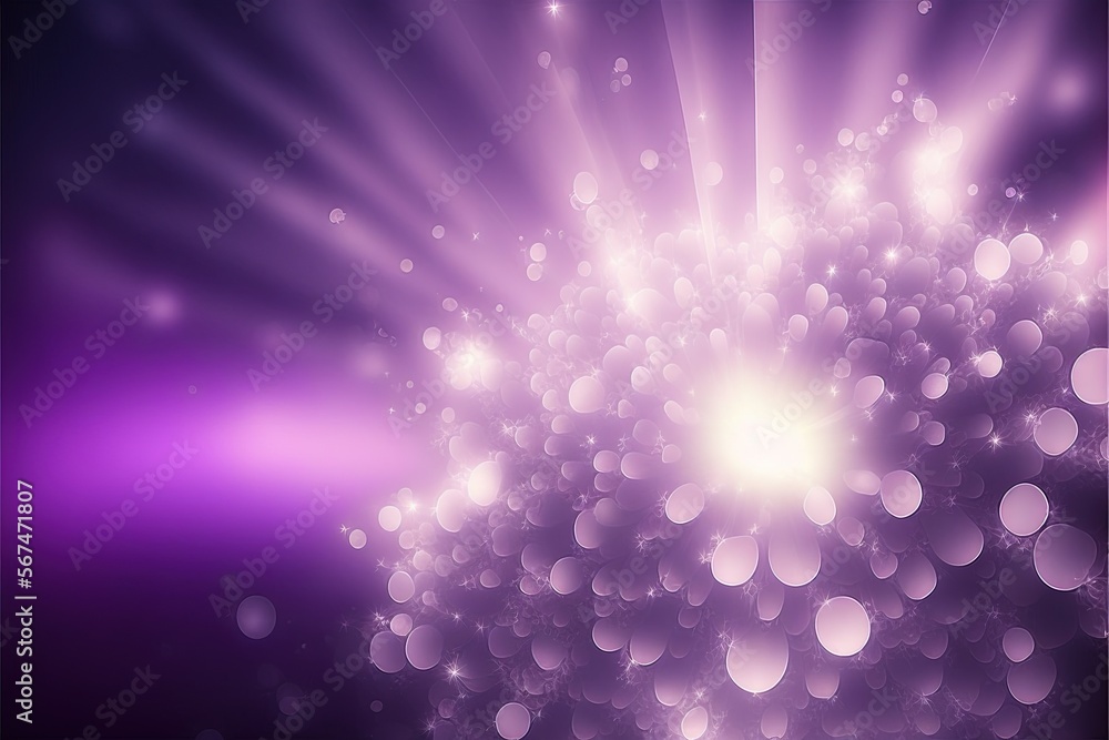 Poster a purple abstract background with a burst of light coming out of the center of the image and a starb