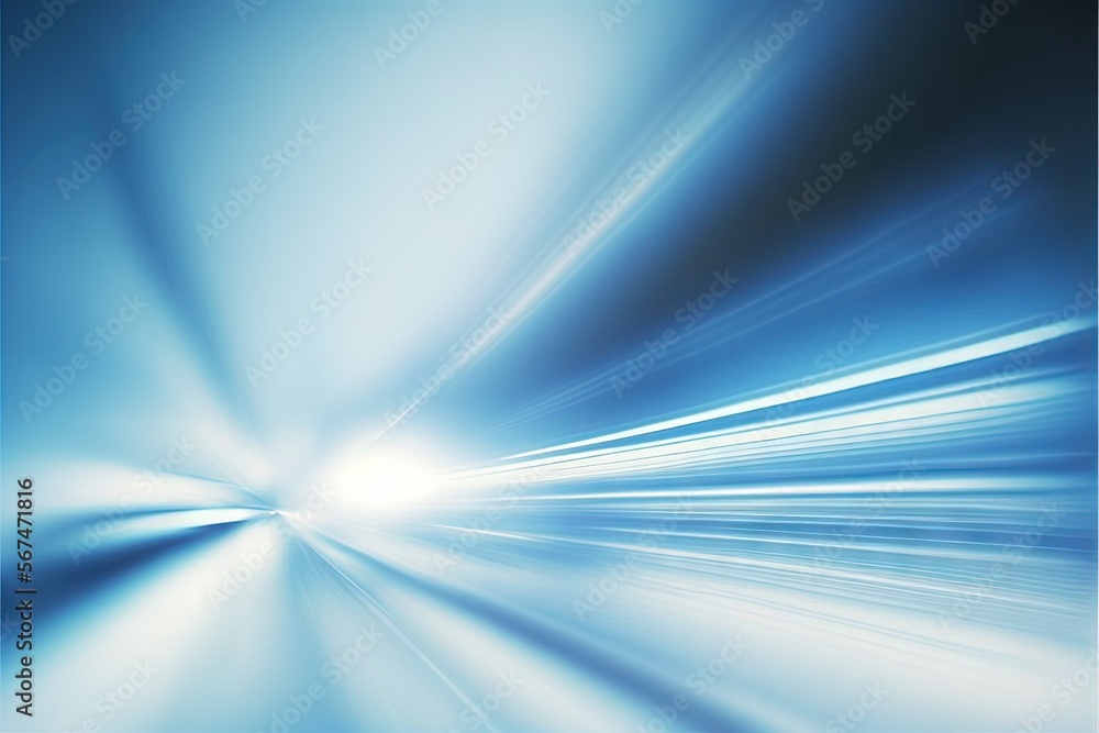 Poster a blurry image of a blue and white background with a light at the end of the tunnel in the middle of