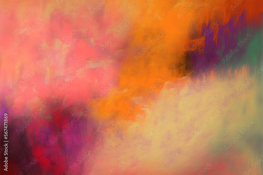 Aufkleber an abstract painting of a red, yellow, and pink color scheme with a white background and a black bor