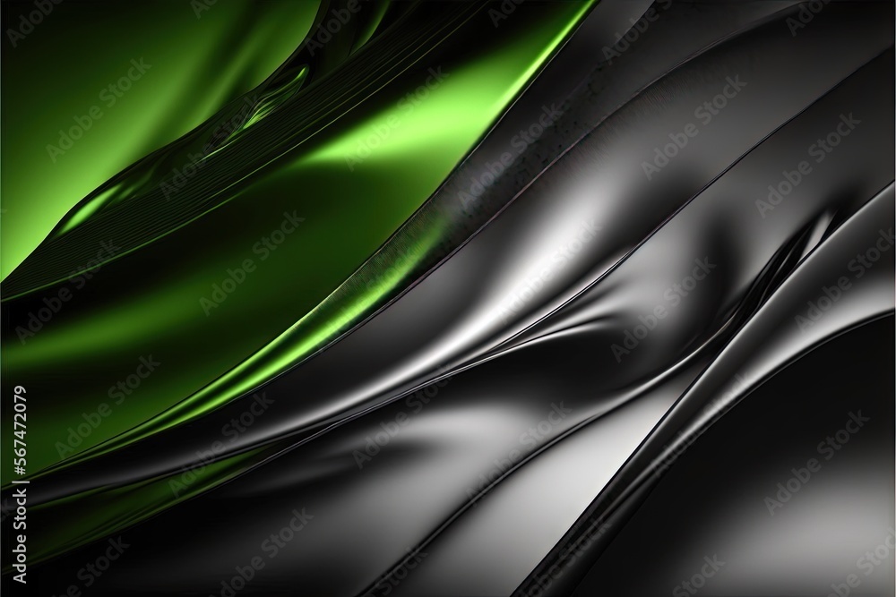 Poster a green and black abstract background with a black and white stripe on the bottom of the image and a