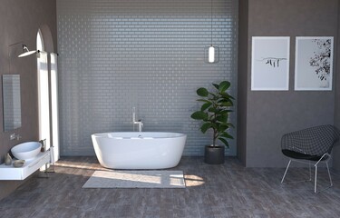 Naklejka na ściany i meble Bathroom render