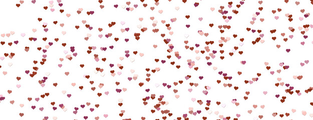 colorful flying hearts on a blue background. 3d