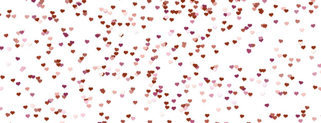 colorful flying hearts on a blue background. 3d